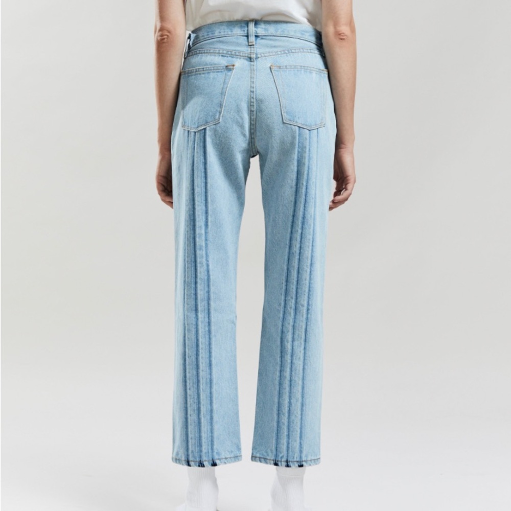 Still Here New York Jeans with Pattern on Pant Leg, Shibori Tate in Vintage Blue